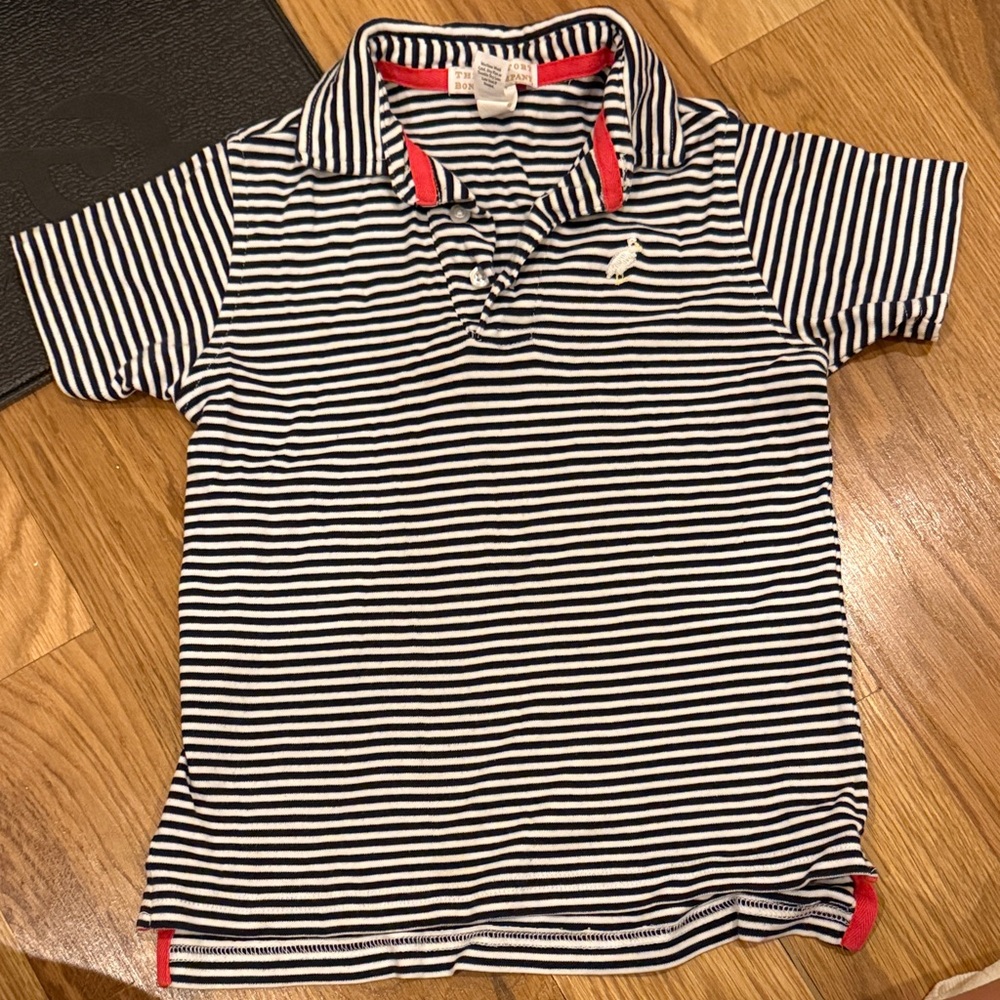 The Beaufort Bonnet Company Navy and White Striped Polo
